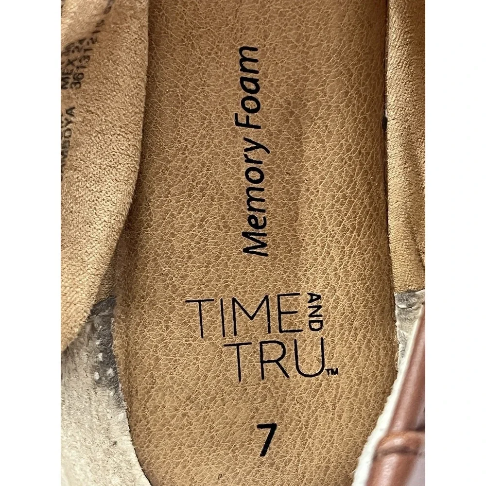 Time And Tru Ballet Flats Womens Size 7 Brown Tan‎ Memory Foam Slip On Shoes